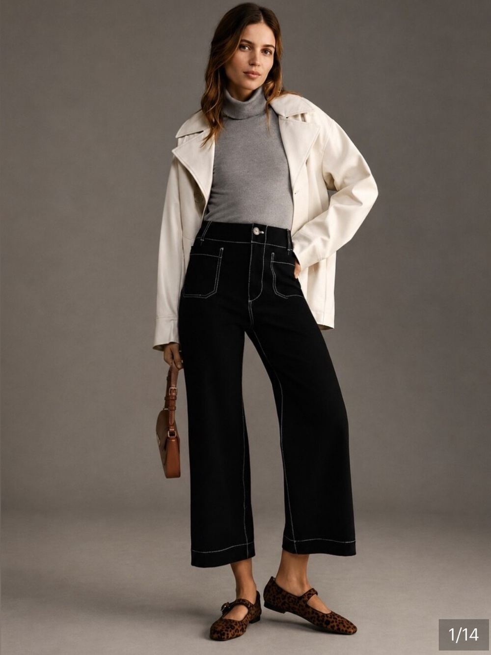 Anthropologie Maeve Colette Black Wide-Leg Jeans with Contrast Stitching